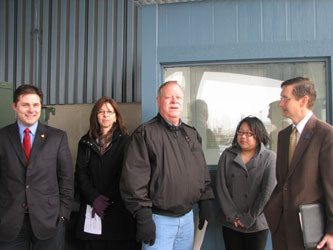 Jason Steinglien, Marketing-Port of Milw.; Sandy Siegel, VP M.E. Dey & Co., Richard Blaylock, Ops Manager of Nidera Grain, Myly Her, Volunteer International Student at the Port and Andy Lisak, Development Assoc of Superior