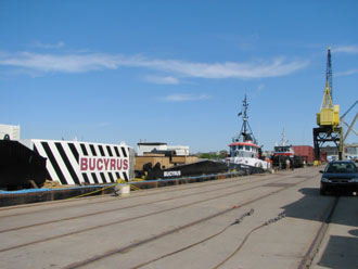 Bucyrus used a deck barge to transport this mining shovel to St. Catherines, Ontario