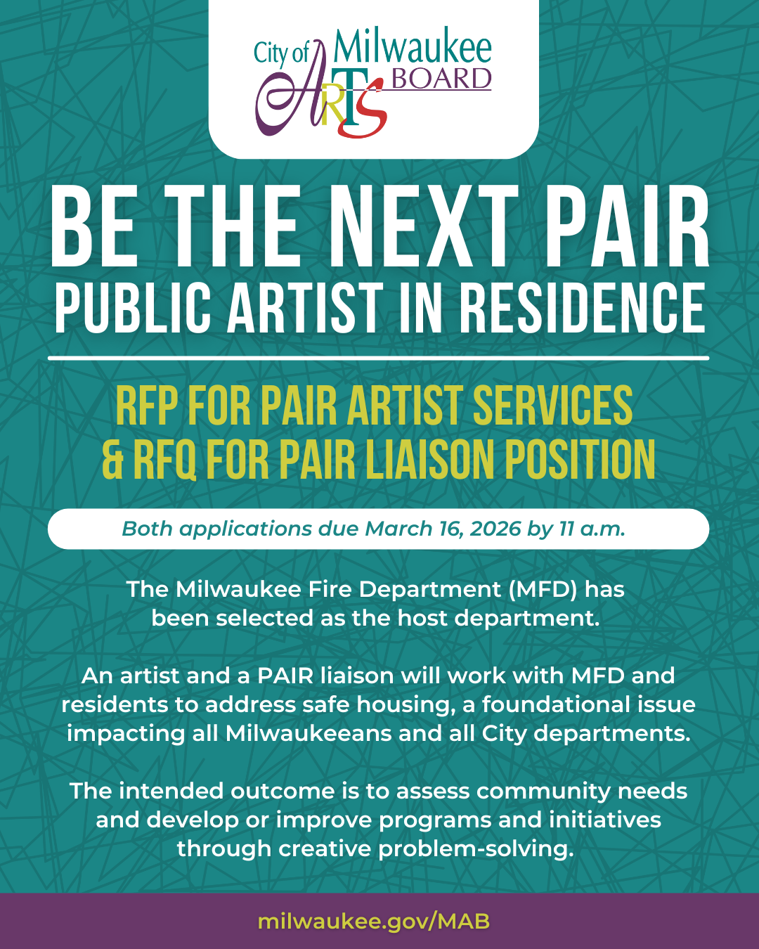 Public Artist in Residence (PAIR) Program flyer