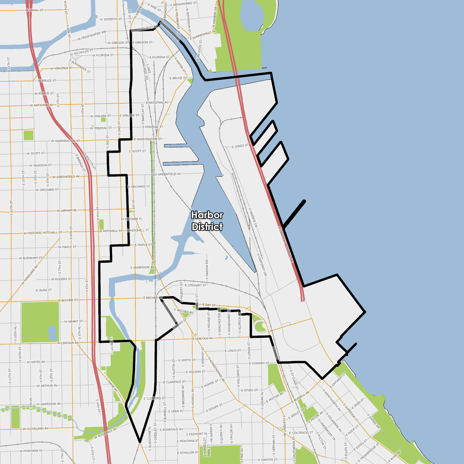 Map of Harbor District Plan Area