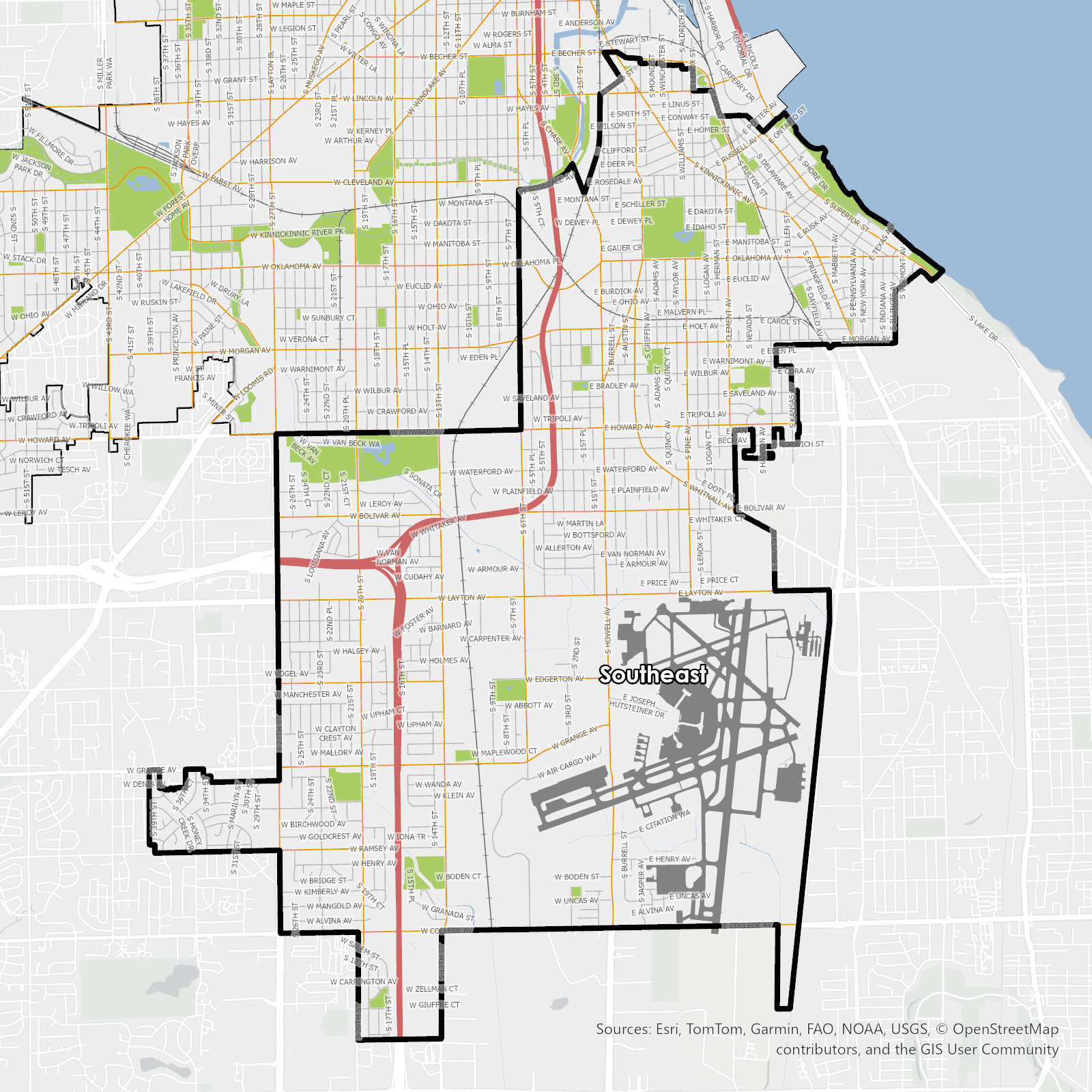 Map of Southeast Side Plan Area
