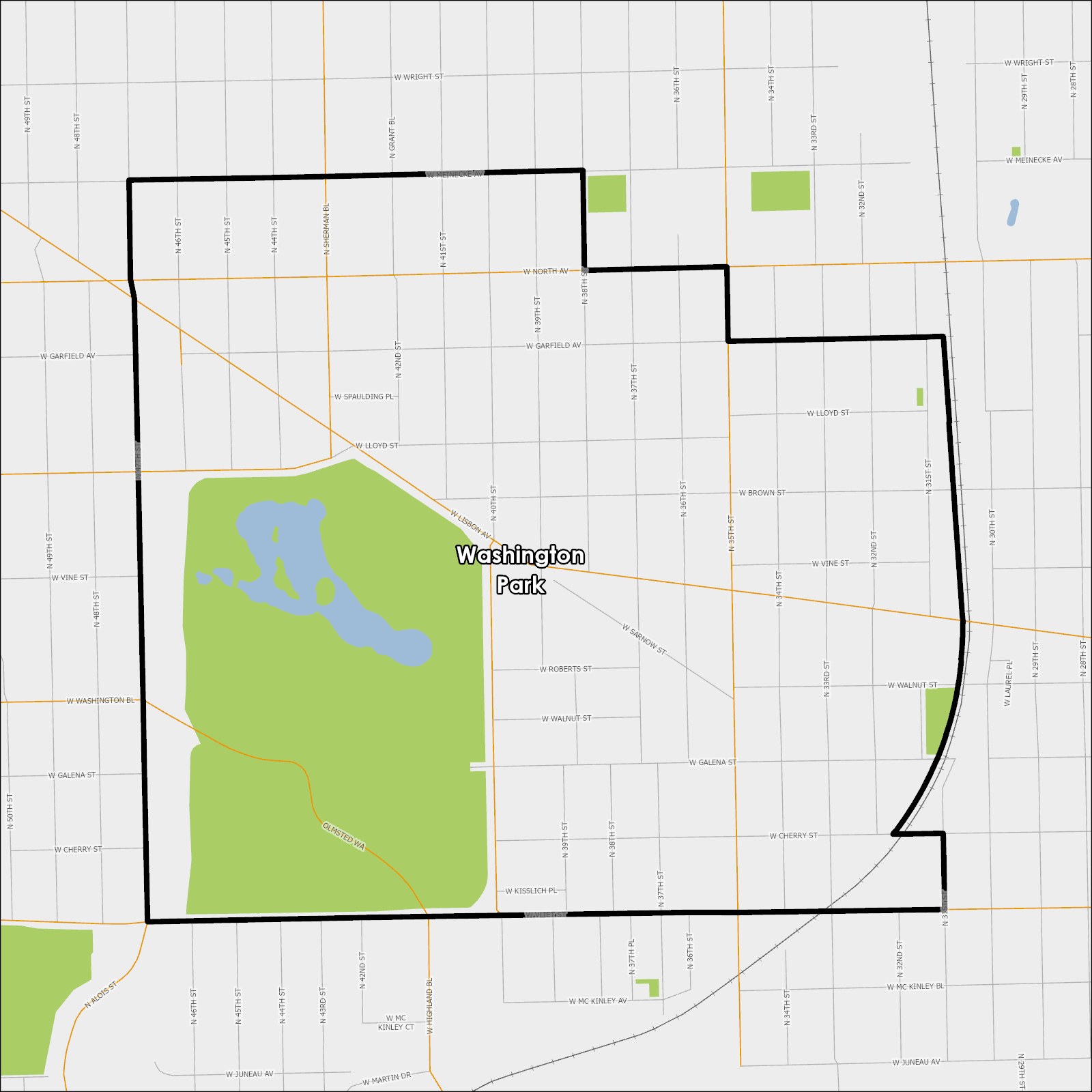 Map of Washington Park Plan Area