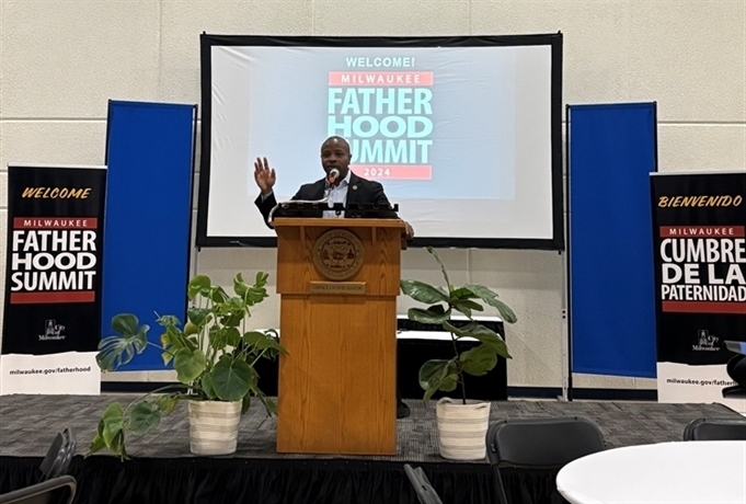 Fatherhood Summit - Mayor Johnson at podium