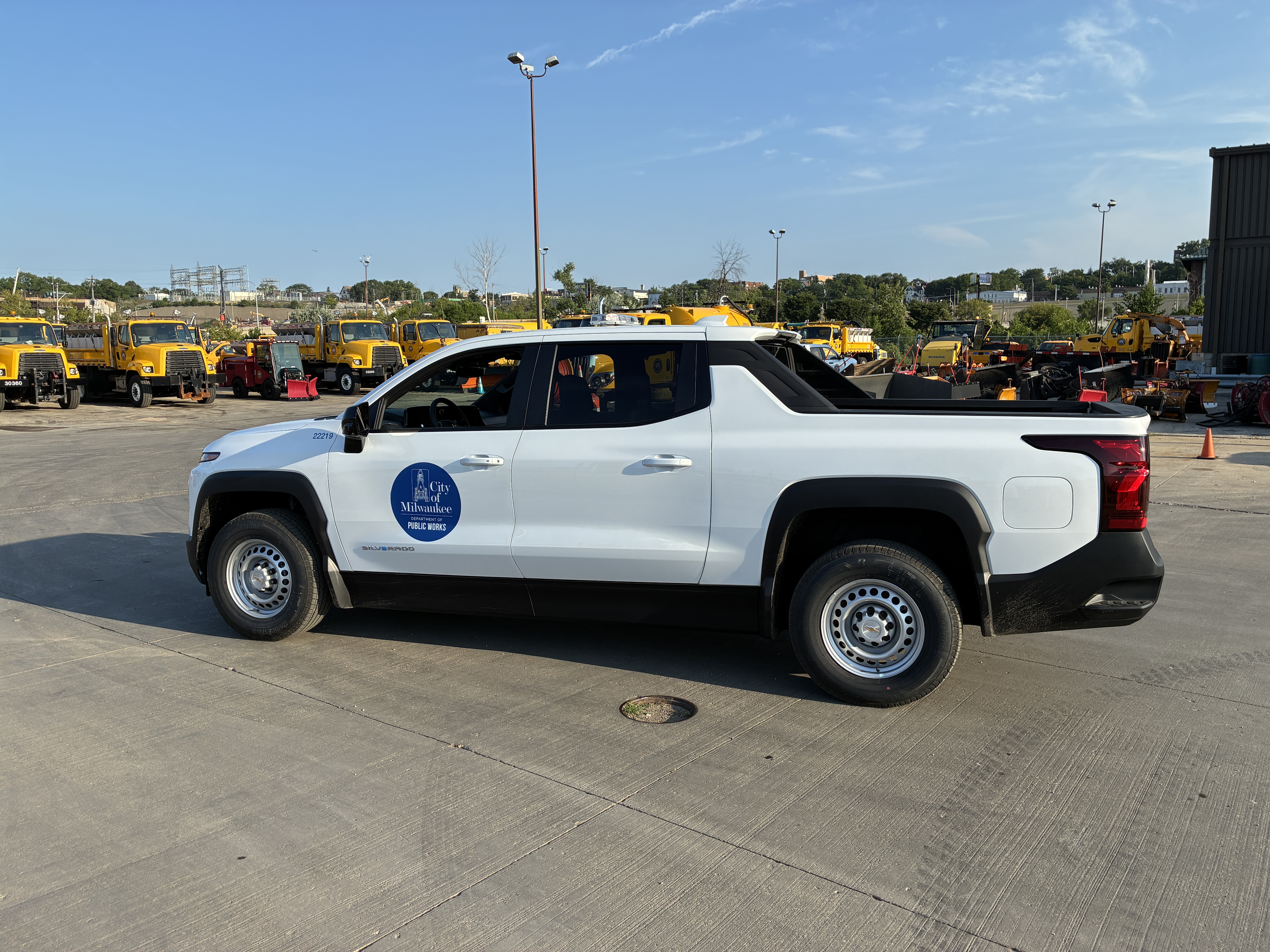 One of City of Milwaukee's 20 brand new Chevrolet Sliverado EV's