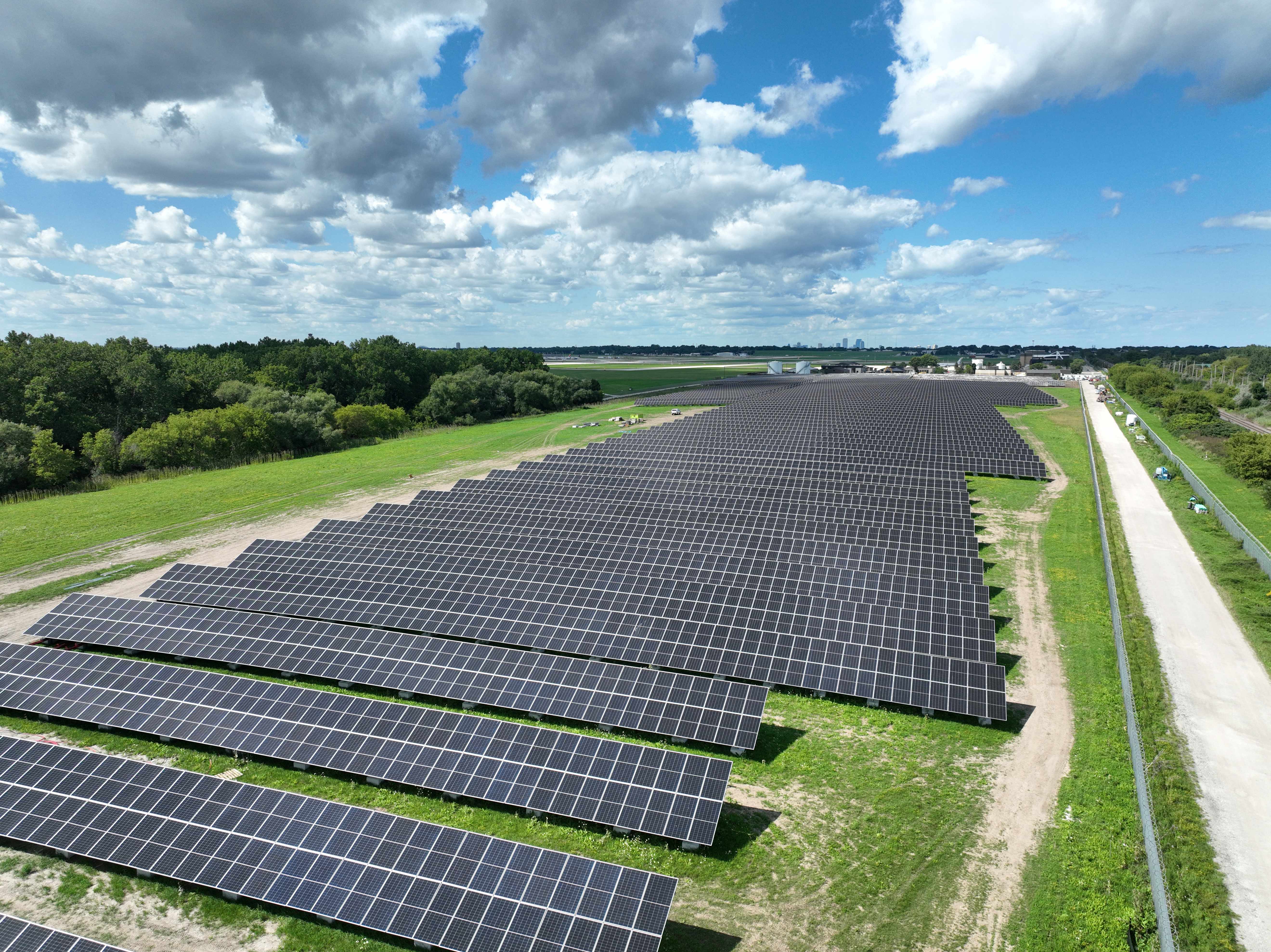 Aerial photo of College Avenue Solar expansion project