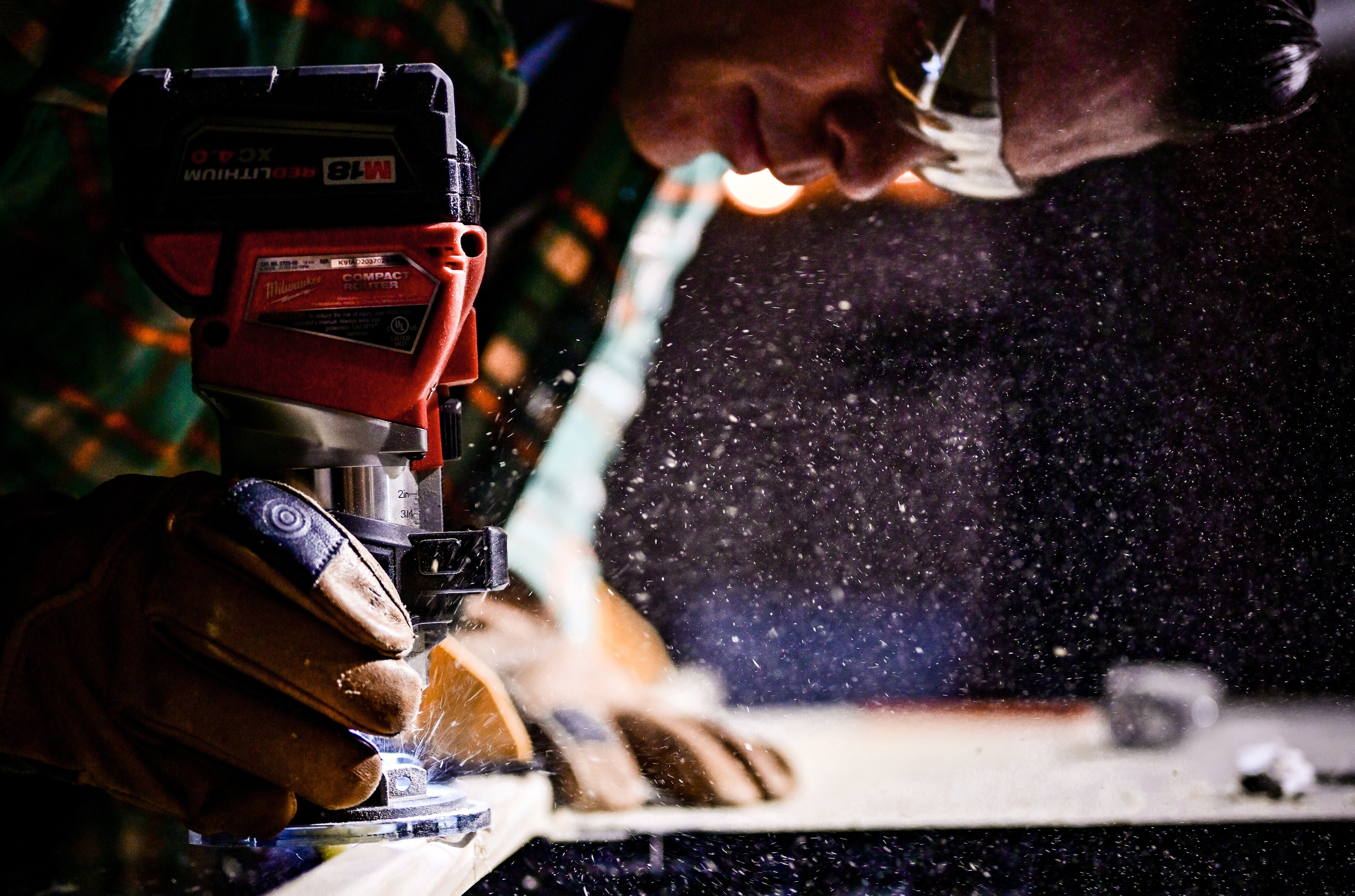 Person working with power tools