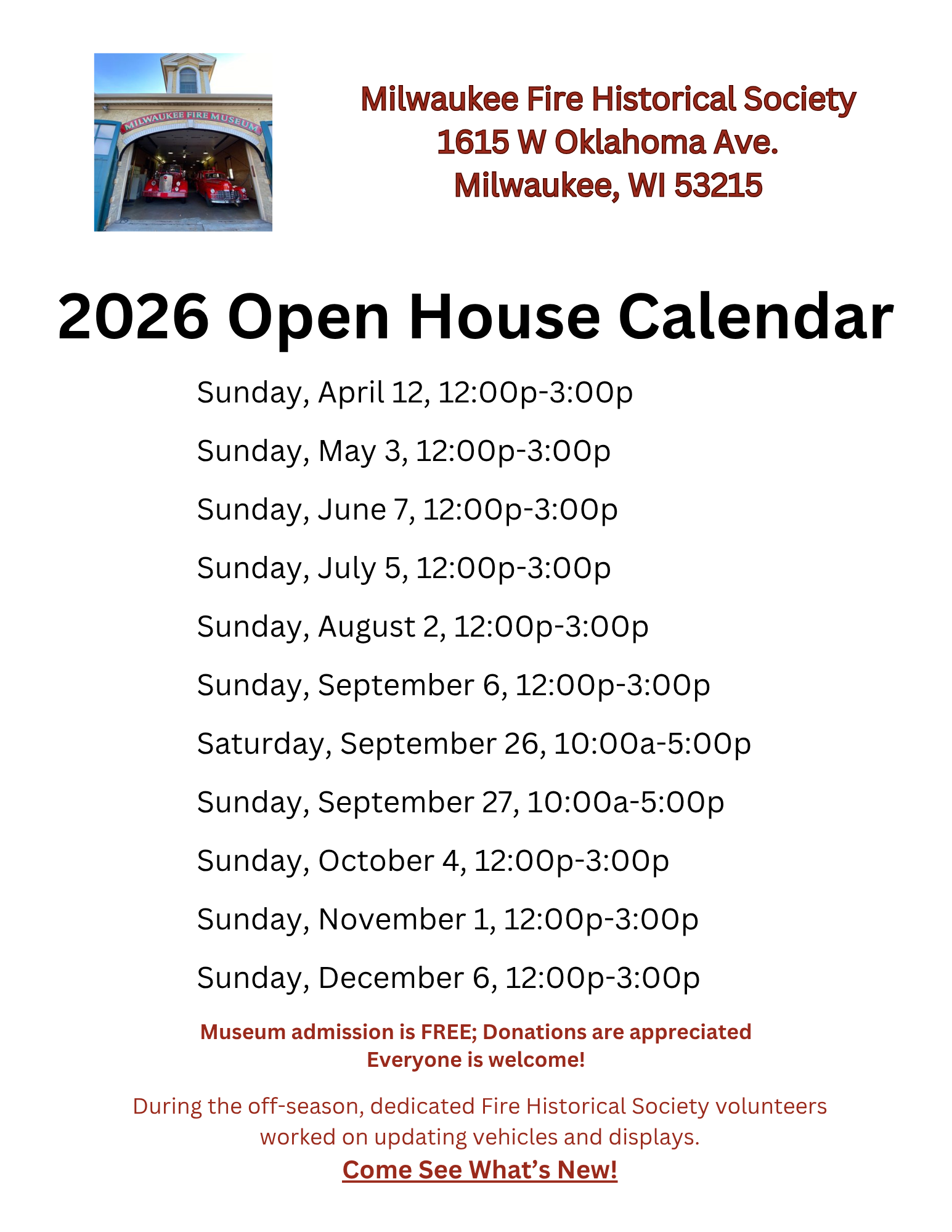 Fire Museum Open House Dates
