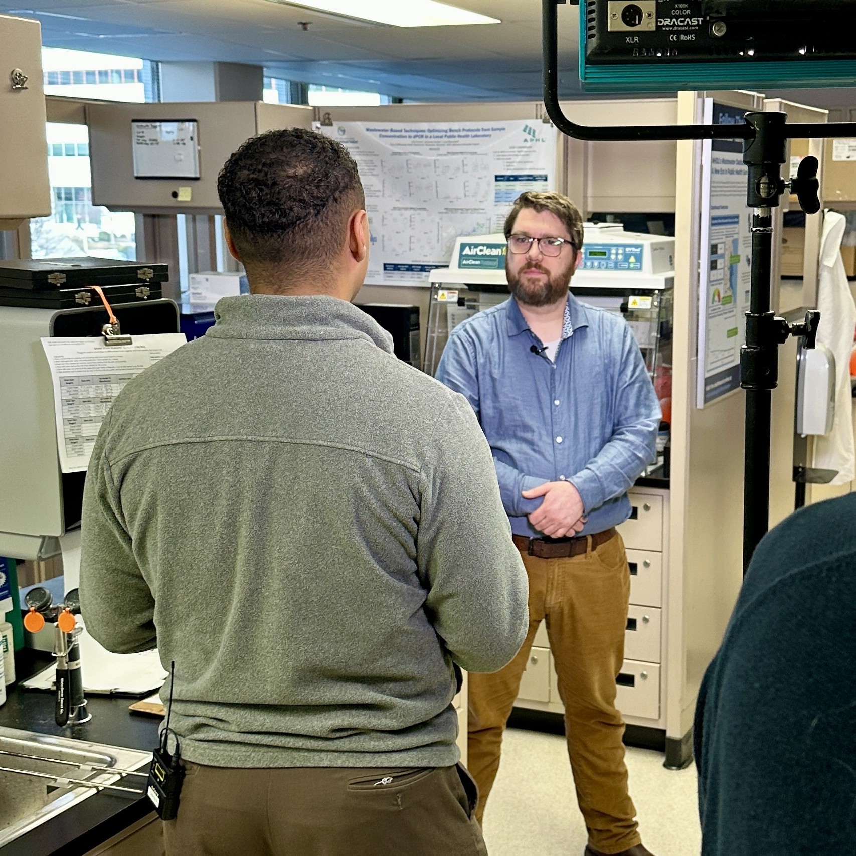 Lab director Dr. David Payne speaking to reporters on their role in the MPS Lead crisis