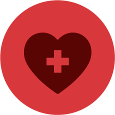 Icon of a heart with a plus symbol in the middle to represent chronic disease prevention
