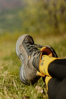 Woman in long socks hiking