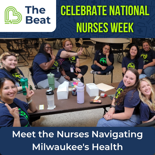 Nurses Week May 6 through 12. Nurses sitting at a lunch table