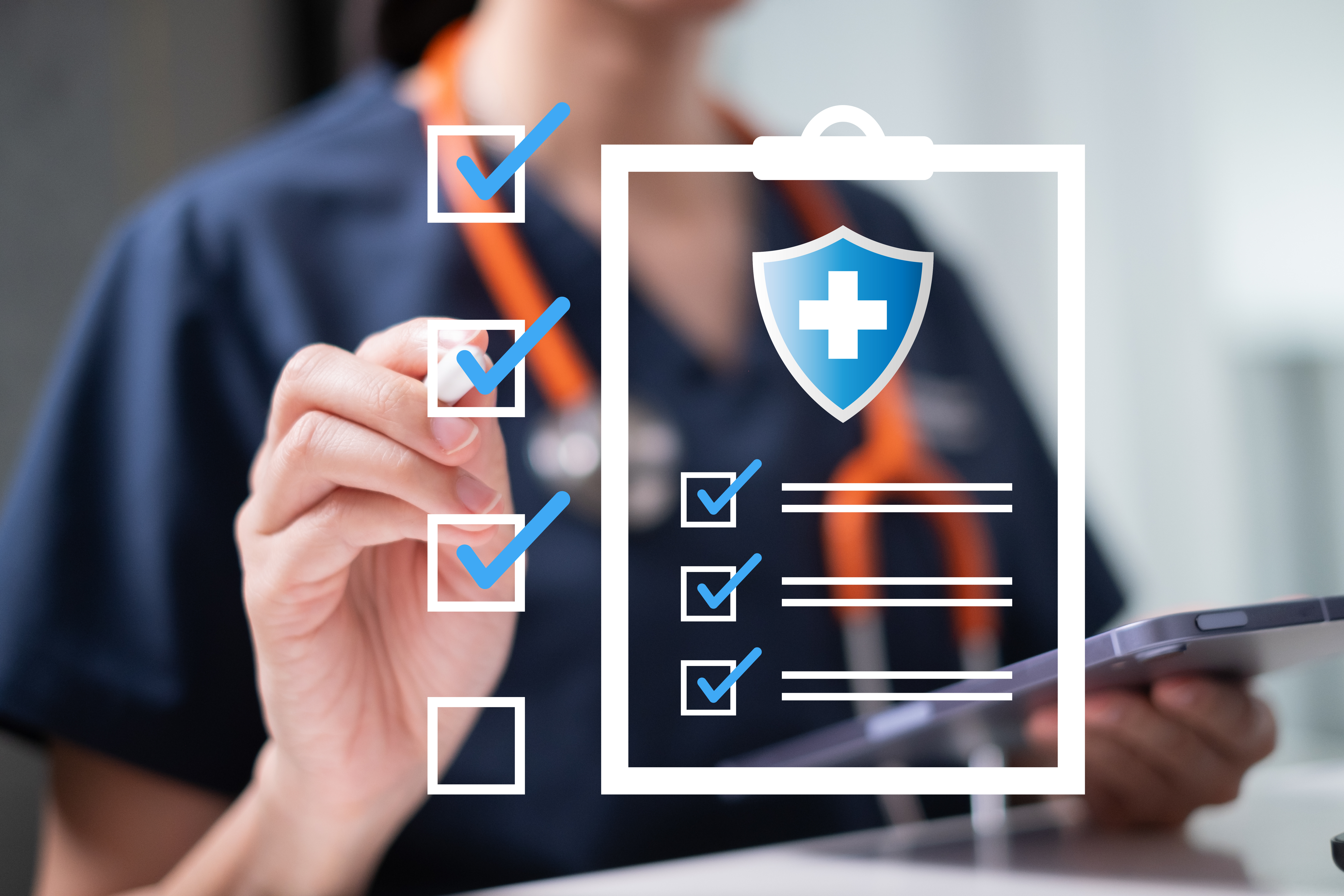 Healthcare professional selects different reports from a screen