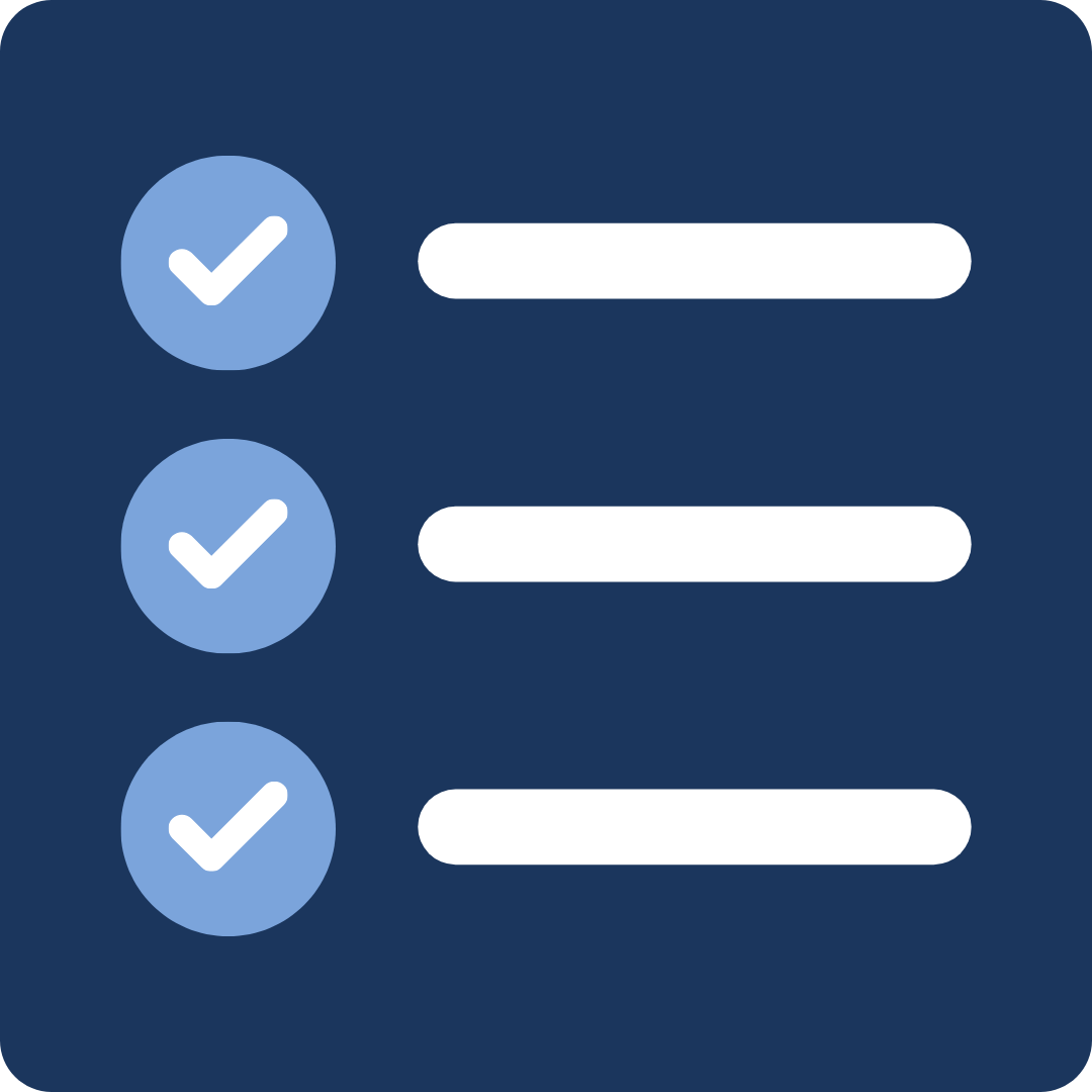 Checklist with line items crossed off